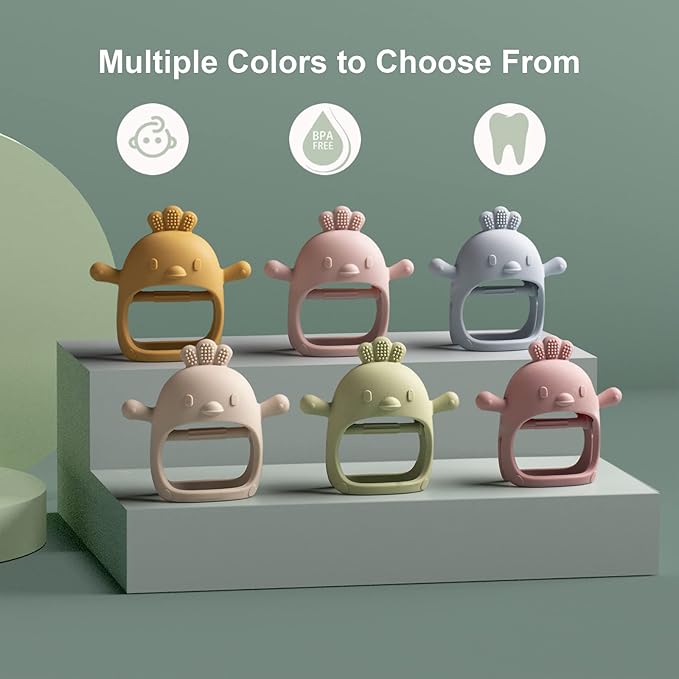 Silicone Baby Teether Toy ,Dust-Proof Infants Chew Toys & Soothing Pacifier 2-in-1,Anti-Dropping Silicone Baby Wrist Teether Soothing Pacifier(1 Packs)