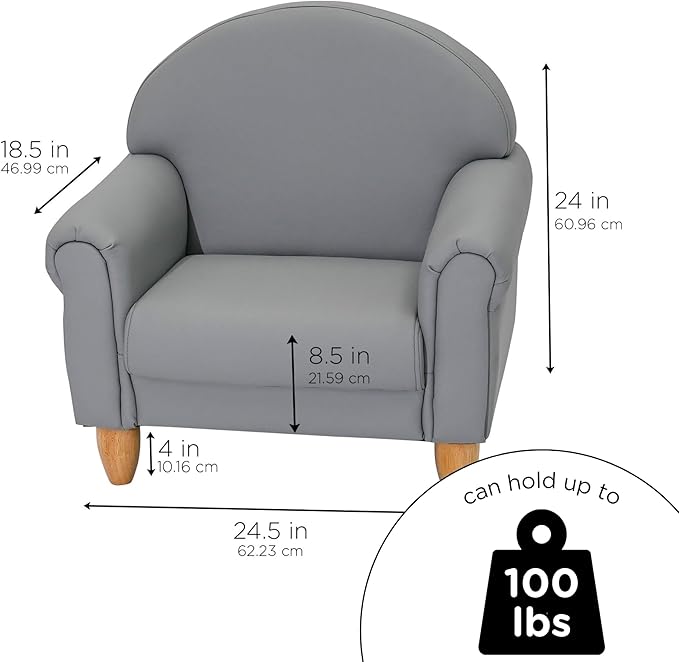 Children's Factory As We Grow Toddler Chair, Flexible Seating for Daycare or Preschool, Kids Reading Couch, Playroom Furniture, Gray