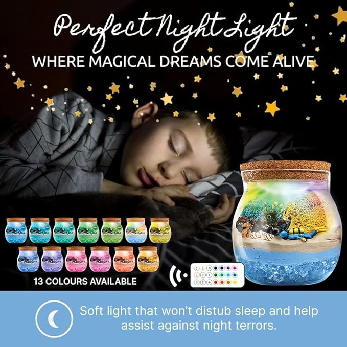 Under The Sea Light Up Terrarium Kit for Kids I Girls Toys Craft Kits for Kids I Night Light for Kids Crystal Growing Kit I Terrarium Jar for Kids I Birthday Gifts for Girls Age 5-12