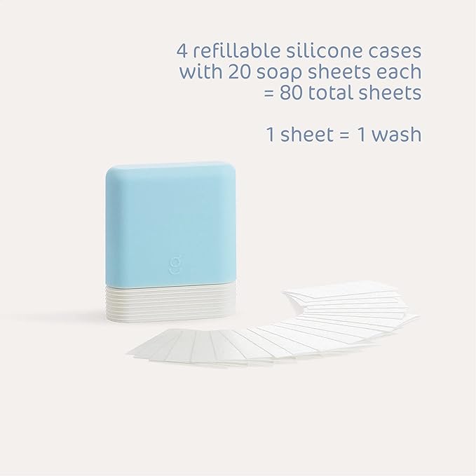 Goodnest® Baby & Toddler Travel Soap Sheets, Dissolving Baby Travel Soap Sheets 4 Packs 20 Sheets, 80 Total