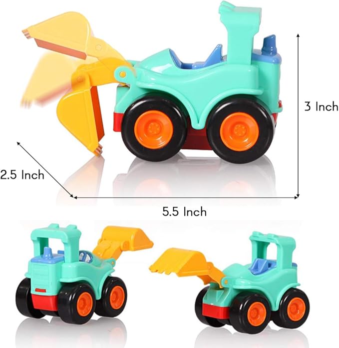 Beestech Toy Cars for 2 3 4 5 Year Old Boys Girls Toddlers, Friction Powered Construction Truck Toys 4 Pack