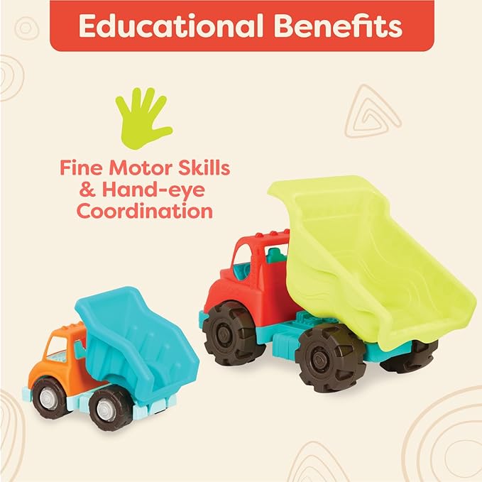 B. toys- B. play- Dump Truck Duo- Vehicles- Pretend Play Trucks for Toddlers- Big 20" Truck & Small Truck – Classic Toys for Toddlers, Kids 18 Months