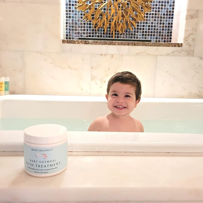 Oatmeal Baby Bath Powder for Eczema by Irene Organics - Colloidal Oatmeal for Soothing Treatment of Eczema, Diaper Rash