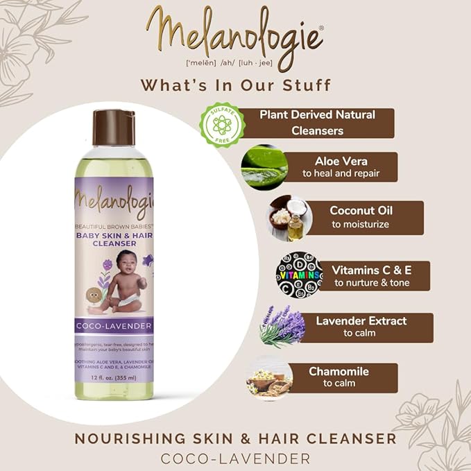 Beautiful Brown Babies Nourishing Gentle Baby Skin and Hair Cleanser, Sulfate- 12 oz