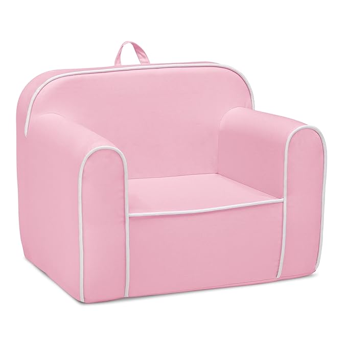 Delta Children Cozee Chair for Kids for Ages 18 Months and Up, Pink/White