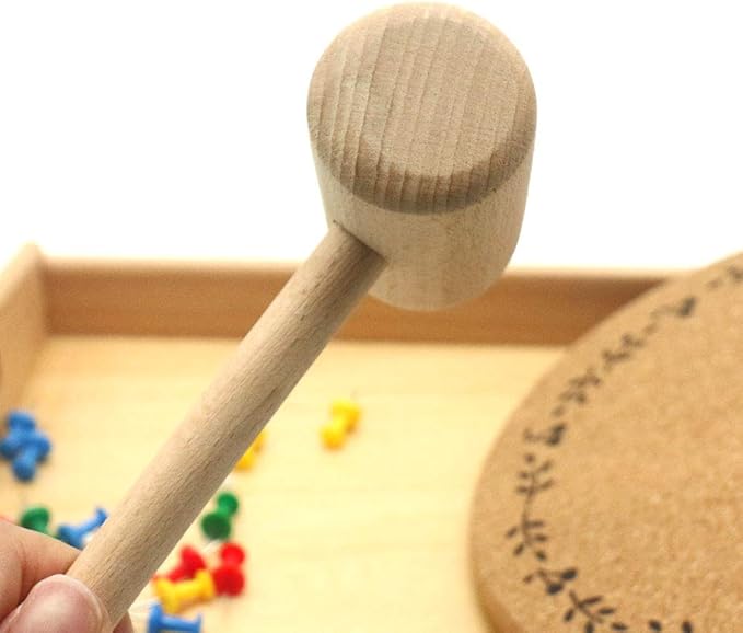 DANNI Montessori Practical Life Material Hammer and Nails Set with Wooden Tray Montessori Educational Wooden Toys for Children (2)