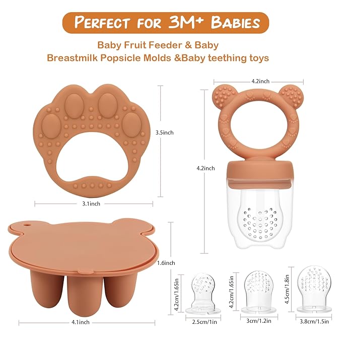 Baby Breastmilk Popsicle Molds & Baby Fruit Feeder (3 Pack), WAJIAYON Baby Food Freezer Tray Storage Containers