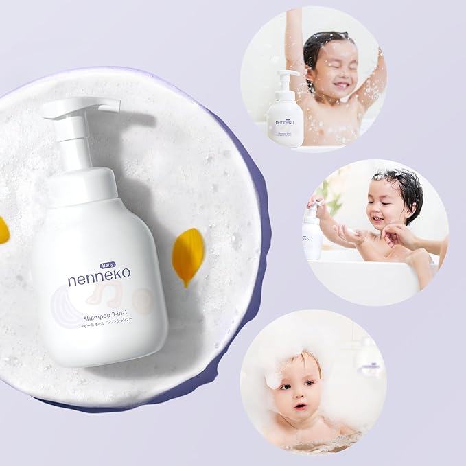 NENNEKO Kids 3 in 1 Body Wash and Shampoo, Kids 0-12 Years