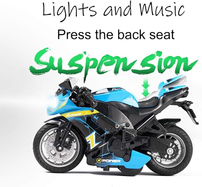 Pull Back Motorcycle Toys, Tiny Gift with Music Lighting 3 4 5 6 7 8