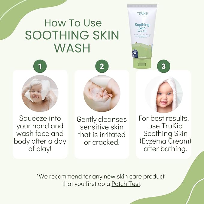 TruKid Soothing Skin Eczema Face and Body Wash - NEA-Accepted for Eczema, Soothes & Prevents Irritation 8oz TUBE