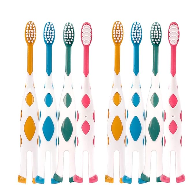 8 Packs Kids Toothbrush, Extra Soft Lovely Little Deer Toddler Toothbrush for Kids 2-8 Years (Pink&Orange&Blue&Green)