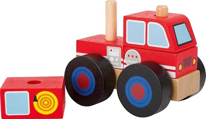 small foot wooden toys Wooden Fire Engine Designed for Children 18+ Months