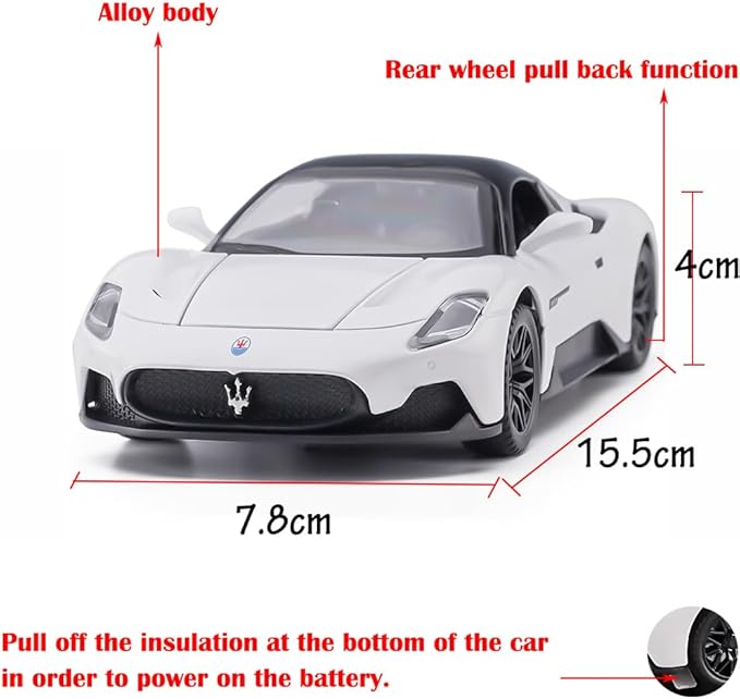 Alloy Collectible White MC20 Toy Cars Model Pull Back Vehicles