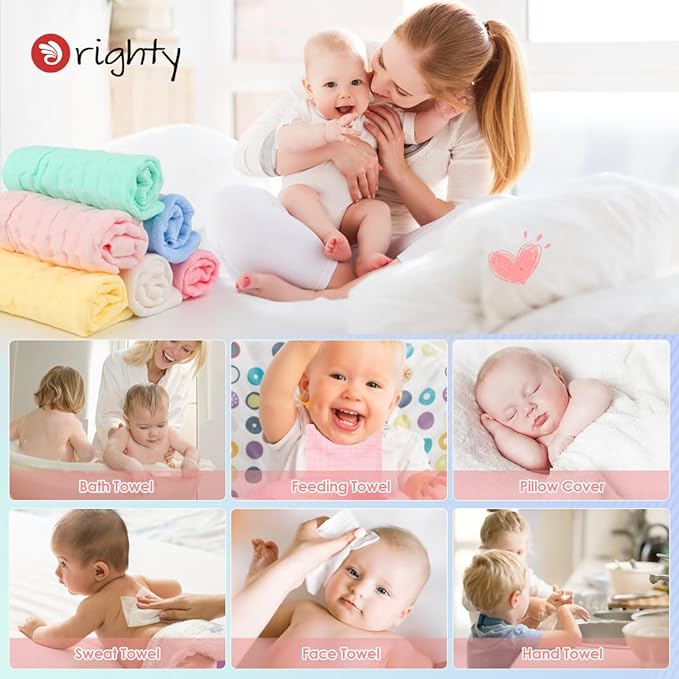Absorbent Baby Bath and Face Towels 100% Cotton 10 x 10?â?