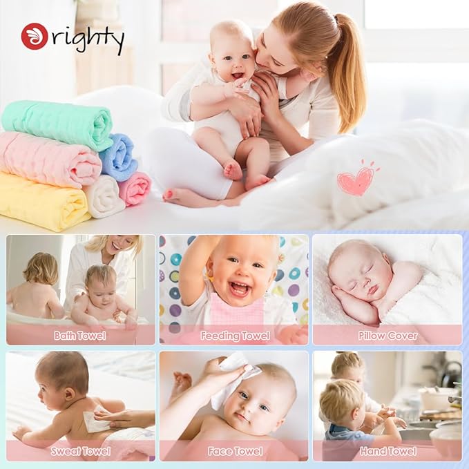 Absorbent Baby Bath and Face Towels 100% Cotton 10 x 10?â?