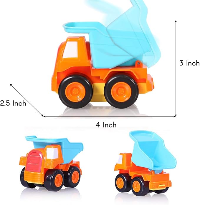 Beestech Toy Cars for 2 3 4 5 Year Old Boys Girls Toddlers, Friction Powered Construction Truck Toys 4 Pack