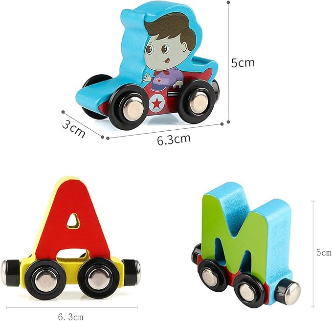 Wondertoys 27 PCS Wooden Alphabet Train Toy Wooden Magnetic Alphabet 1 Engine