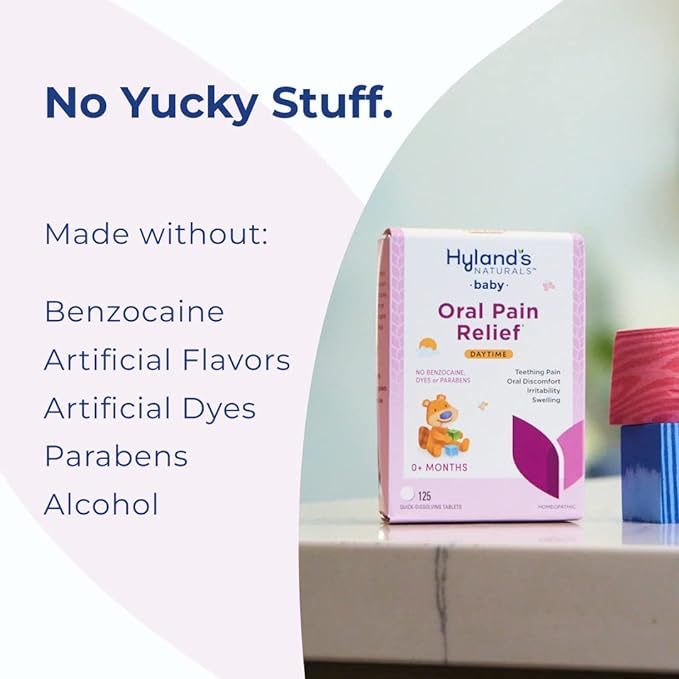 Hyland's Baby Daytime Soothing Tablets with Chamomilla, Natural Relief of Oral Discomfort 125 Count