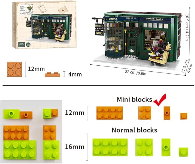 Post Shop Building Block Set,Handmade Mini Modern Model House for Lover Friend Gift Building Block Model for Kids Adults Boys Girls Age 8+,1420pcs