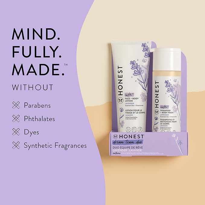 The Honest Company 2-in-1 Cleansing Shampoo + Body Wash and Face + Body Lotion Bundle | Gentle for Baby 18.5 fl