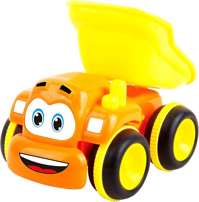 Toys for a 2 Year Old Boy - 3 Friction Powered Trucks for 2+ Year Old Boys, Push & Go Cars Cartoon Construction Vehicle Set