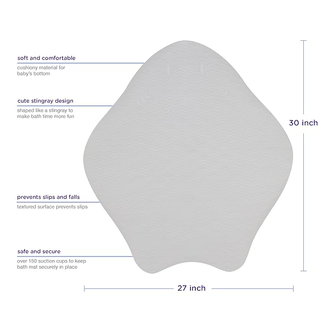 Ubbi Stingray Bath Mat for Baby, Non-Slip