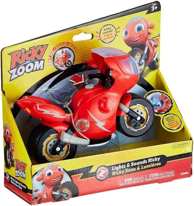 Ricky Zoom Toy Motorcycle with Light and Sounds, Red for Boys