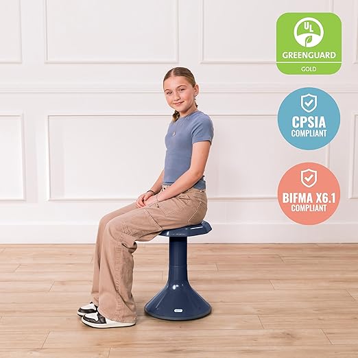 ECR4Kids ACE Active Core Engagement Wobble Stool, 18-Inch Seat Height, Flexible Seating, Navy