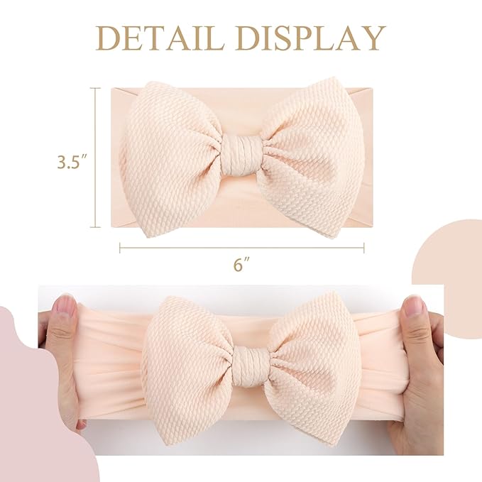 YanJie Baby Headbands - Handmade Elastic Nylon Hairbands with Hair Bows for Newborns, Girls