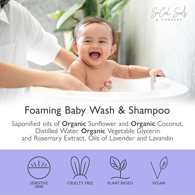 SoCal Suds & Company - Organic Foaming Baby Wash & Shampoo 6oz, 2-Pack