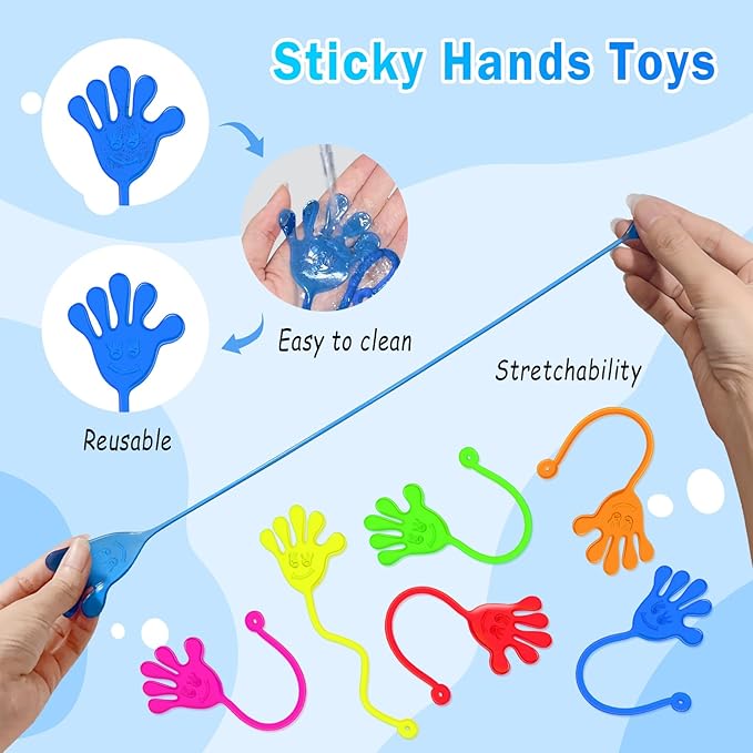 Sticky Hands Bulk 48 PCS Party Favors for Kids 4-8 8-12 Stretchy Sticky Hand Toy Valentines Day Gifts for Kids Goodie Bag Stuffers Filler Treasure Box Toys for Classroom Prizes Birthday Party Supplies