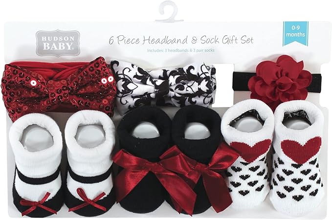 Hudson Baby Girl's Headband and Socks Giftset