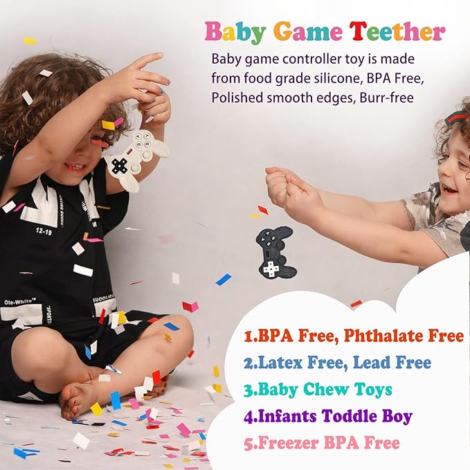 Baby Video Game Controller Teether Toy Funny Baby Teething Toys for Babies Gamer Controller(Blue)