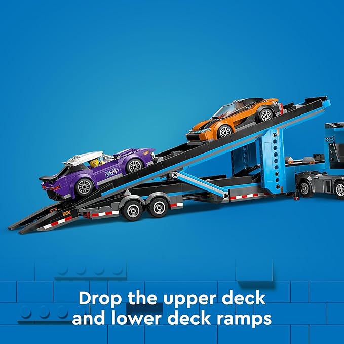 LEGO City Car Transporter Truck with Sports Cars Building Toy Set - Semi Truck Toy with Carrier & Trailer for Boys & Girls, Ages 7+ - Gift Idea for Kids - 60408