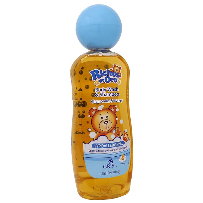 Ricitos de Oro 2-in-1 Baby Hair and Body Wash, Hypoallergenic Tear Free Body Wash and Shampoo with Chamomile and Honey 2-Pack of 13.5 FL 2 Bottles.