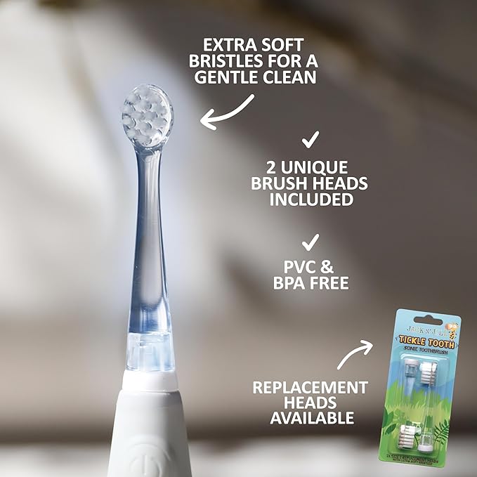 Jack N' Jill Tickle Tooth Toddler Toothbrush & Toothpaste Set - Baby Electric Toothbrush, Natural Toothpaste for Kids, Made for Tiny Teeth, Organic Fruit Flavor (Strawberry & Blueberry)