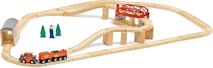 Melissa & Doug Swivel Bridge Wooden Train Set (47 pcs) 3+