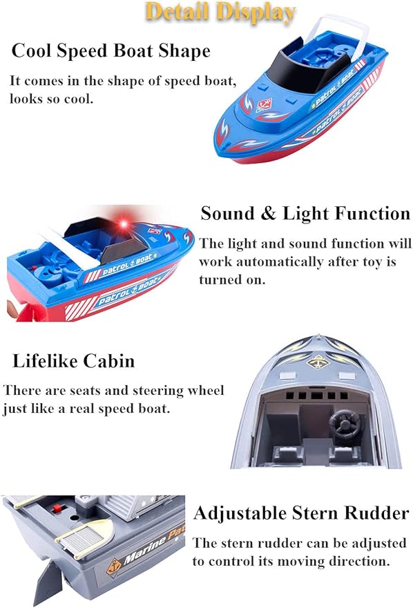 Speed Boat Water Toy, Electric Patrol Boat Coast Guard Vessel 3)