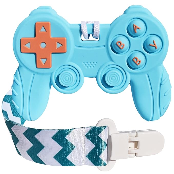 Baby Video Game Controller Teether Toy Funny Baby Teething Toys for Babies Gamer Controller(Blue)