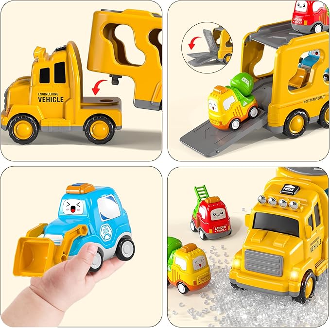 TEMI Construction Vehicle for 3 4 5 6 7 8 Years Old Kids - Toy Trucks for Toddler,Boy Toys 3-5,Playset Toys,Gift
