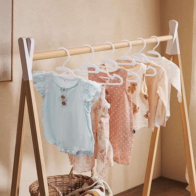 U-Shape Kids Hangers, Plastic Baby Clothes Hangers, 11.4inch Toddler Hangers with Protect Collar Non-Distorting from Stretching, 40 Pack Baby Hangers for Infants,Children Closets, White