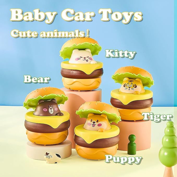 4PCS Press and Go Animal Car Toys for Toddlers Age 3+ Year