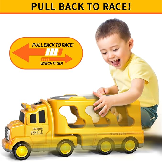 Bennol Toddler Boy Toys for 1 2 3 4 5 Year Old Boys, Toddler Car Trucks Bus Toys for Toddler Boys Ages 1-3 3-5 5 in 1 Construction