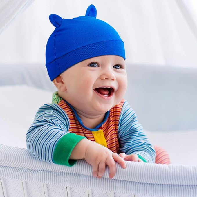 Geyoga 9 Pieces Newborn Baby Hat Bear Ears Infant Caps 2 Ears