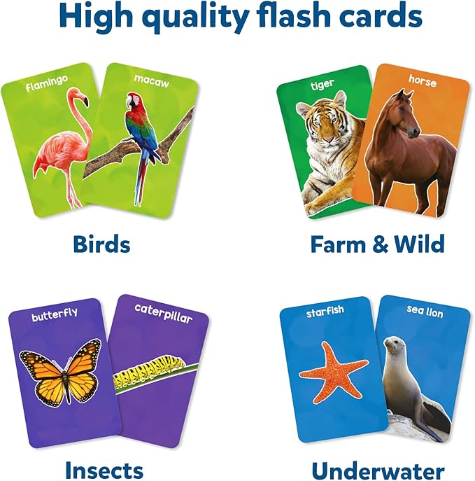 Skillmatics Thick Flash Cards for Toddlers - First 100 Animals, Montessori Toys, Preschool Learning Activities, Learning Aids, Gifts for Kids Ages 1, 2, 3, 4 Years