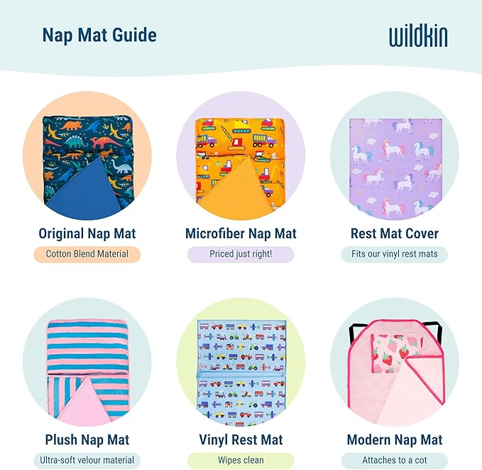 Wildkin Kids Nap Mat Cover for Boys & Girls, Sewn-in Flap Design Rest Mat Cover, Perfect for Preschool and Daycare, Fits Our Vinyl Nap Mat up to 1.5 Inches Including Basic Sleep Mat (Fairy Garden)