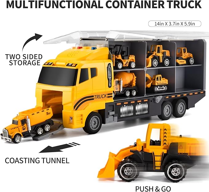 Toddler Toys for 3-9 Years Old Boys, Construction Toys Car Transport Vehicle W/Play Mat 3 4 5 6