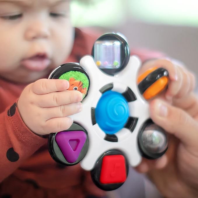 Baby Einstein Curiosity Clutch Fidget Sensory Toy and Pop It Rattle, BPA Free Infant Teether 3 Months+,