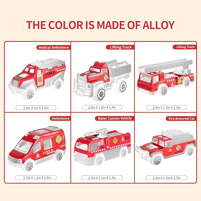 Toddler Toys for 3-9 Years Old Boys Die-cast Emergency Fire 3 4 5 6
