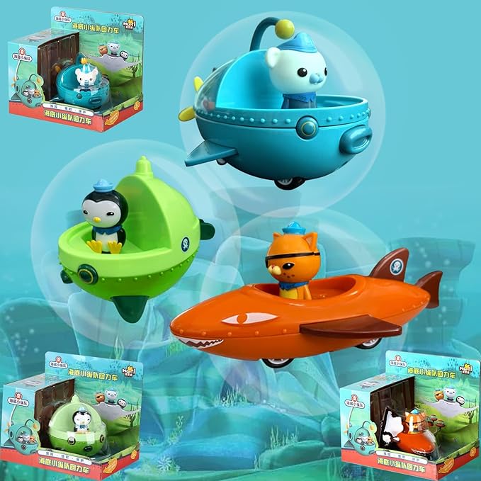 GUP Toy, 3Pcs GUP Racers Vehicle Rescue Ship Pull Back 3 Vehicle 3 Figure